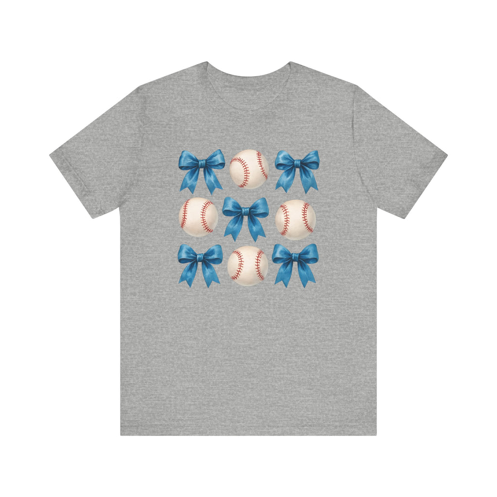 Baseball Bow Tee, Cute Sports Shirt, Unisex Jersey Tee, Gift for Baseball Lovers, Cheer Team Apparel